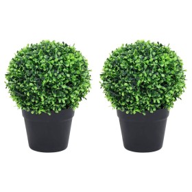 Artificial boxwood plants 2 units ball shape green pot 27 cm by vidaXL, artificial flora - Ref: Foro24-336520, Price: 40,21 €...