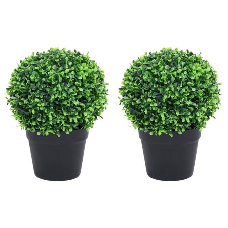 Artificial boxwood plants 2 units ball shape green pot 27 cm by vidaXL, artificial flora - Ref: Foro24-336520, Price: 43,15 €...