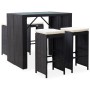 Garden bar table and chairs 5 pieces synthetic rattan black glass by vidaXL, Garden sets - Ref: Foro24-49568, Price: 298,48 €...