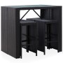 Garden bar table and chairs 5 pieces synthetic rattan black glass by vidaXL, Garden sets - Ref: Foro24-49568, Price: 298,48 €...