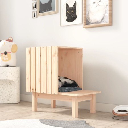 Katzenhaus aus massivem Kiefernholz 60x36x60 cm von vidaXL, Katzenmöbel - Ref: Foro24-822452, Preis: 52,18 €, Rabatt: %