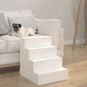 Solid white pine wood pet ladder 40x49x47 cm by vidaXL, Pet Steps and Ramps - Ref: Foro24-822467, Price: 67,99 €, Discount: %