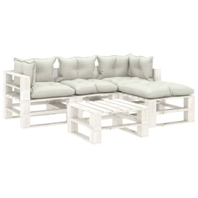 Garden furniture set made of 5-piece wooden pallets with beige cushions. by vidaXL, Garden sets - Ref: Foro24-3052429, Price:...