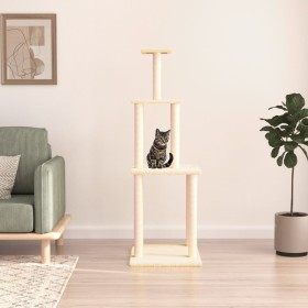 Katzenkratzbaum mit cremefarbenen Sisalpfosten 149 cm von vidaXL, Katzenmöbel - Ref: Foro24-171741, Preis: 46,55 €, Rabatt: %