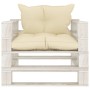 Garden sofa made of wooden pallets with cream cushions by vidaXL, Outdoor sofas - Ref: Foro24-3052444, Price: 99,96 €, Discou...