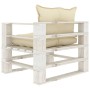 Garden sofa made of wooden pallets with cream cushions by vidaXL, Outdoor sofas - Ref: Foro24-3052444, Price: 99,96 €, Discou...