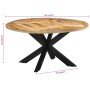 Solid untreated mango wood dining table Ø150x76 cm by vidaXL, Kitchen and dining tables - Ref: Foro24-351710, Price: 469,87 €...