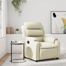 Sillón reclinable de cuero sintético crema de vidaXL, Sillones - Ref: Foro24-373487, Precio: 242,02 €, Descuento: %