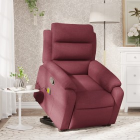 Sillón reclinable de masaje elevable tela rojo tinto de vidaXL, Sillones - Ref: Foro24-3204995, Precio: 294,99 €, Descuento: %