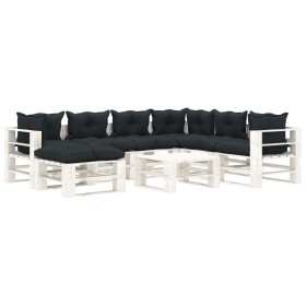 Garden pallet furniture 8 pcs wood anthracite cushions by vidaXL, Garden sets - Ref: Foro24-3052380, Price: 717,99 €, Discoun...