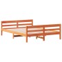 Bed frame with wax brown pine wood headboard 140x200 cm by vidaXL, Beds and slatted bases - Ref: Foro24-842789, Price: 129,29...