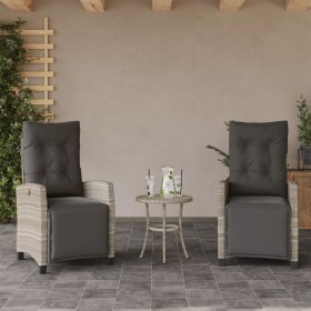 Gartensessel und Fußstütze 2 Stk. PE Rattan hellgrau von vidaXL, Gartenstühle - Ref: Foro24-365246, Preis: 256,44 €, Rabatt: %