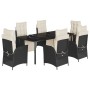 Set de comedor de jardín 7 pzas y cojines ratán sintético negro de vidaXL, Conjuntos de jardín - Ref: Foro24-3213390, Precio:...