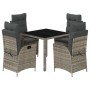 Set comedor de jardín 5 piezas con cojines ratán sintético gris de vidaXL, Conjuntos de jardín - Ref: Foro24-3213327, Precio:...