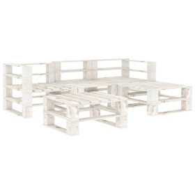 5-piece white wooden garden pallet furniture set by vidaXL, Garden sets - Ref: Foro24-3052169, Price: 325,41 €, Discount: %