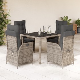 Set comedor de jardín 5 piezas con cojines ratán sintético gris de vidaXL, Conjuntos de jardín - Ref: Foro24-3213077, Precio:...