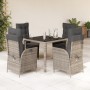 Set comedor de jardín 5 piezas con cojines ratán sintético gris de vidaXL, Conjuntos de jardín - Ref: Foro24-3213077, Precio:...