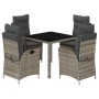 Set comedor de jardín 5 piezas con cojines ratán sintético gris de vidaXL, Conjuntos de jardín - Ref: Foro24-3213077, Precio:...