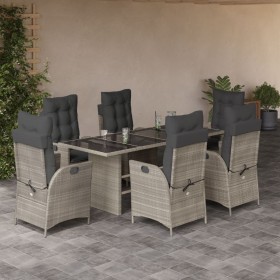 Garden dining set 7 pieces and light gray synthetic rattan cushions by vidaXL, Garden sets - Ref: Foro24-3213130, Price: 901,...