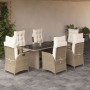 Set comedor de jardín 7 pzas con cojines ratán sintético beige de vidaXL, Conjuntos de jardín - Ref: Foro24-3213124, Precio: ...