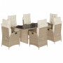 Set comedor de jardín 7 pzas con cojines ratán sintético beige de vidaXL, Conjuntos de jardín - Ref: Foro24-3213124, Precio: ...