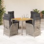 Set comedor de jardín 5 piezas con cojines ratán sintético gris de vidaXL, Conjuntos de jardín - Ref: Foro24-3213105, Precio:...