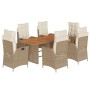 Set comedor de jardín 7 pzas con cojines ratán sintético beige de vidaXL, Conjuntos de jardín - Ref: Foro24-3213145, Precio: ...