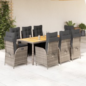 Garden dining set 9 pieces and gray synthetic rattan cushions by vidaXL, Garden sets - Ref: Foro24-3213111, Price: 1,00 €, Di...