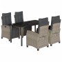 Set comedor de jardín 5 pzas cojines ratán sintético gris claro de vidaXL, Conjuntos de jardín - Ref: Foro24-3213040, Precio:...