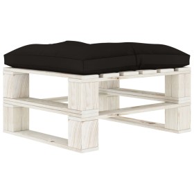 Otomana de palets de jardín con cojín negro madera de vidaXL, Otomanas de exterior - Ref: Foro24-3052351, Precio: 77,99 €, De...