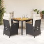 Set de muebles jardín 5 pzas con cojines ratán sintético negro de vidaXL, Conjuntos de jardín - Ref: Foro24-3213333, Precio: ...