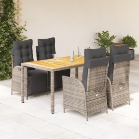 5-teiliges Garten-Esszimmerset mit synthetischen Rattankissen grau von vidaXL, Gartensets - Ref: Foro24-3213346, Preis: 703,9...