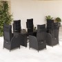 Set de comedor de jardín 7 pzas y cojines ratán sintético negro de vidaXL, Conjuntos de jardín - Ref: Foro24-3213352, Precio:...