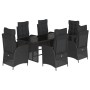 Set de comedor de jardín 7 pzas y cojines ratán sintético negro de vidaXL, Conjuntos de jardín - Ref: Foro24-3213352, Precio:...