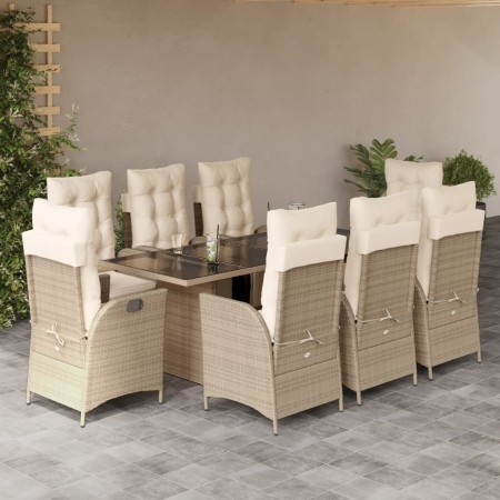 9-teiliges Garten-Esszimmer-Set mit Kissen synthetisches Rattan beige von vidaXL, Gartensets - Ref: Foro24-3213359, Preis: 1,...