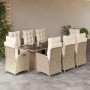 Set comedor de jardín 9 pzas con cojines ratán sintético beige de vidaXL, Conjuntos de jardín - Ref: Foro24-3213359, Precio: ...