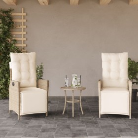 Sillones reclinables jardín con reposapiés 2 uds ratán PE beige de vidaXL, Sillas de jardín - Ref: Foro24-365292, Precio: 265...