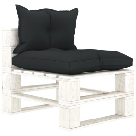 Central sofa made of pallets for wooden garden with anthracite cushions by vidaXL, Outdoor sofas - Ref: Foro24-3052374, Price...