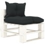 Zentrales Sofa aus Paletten für den Holzgarten mit anthrazitfarbenen Kissen von vidaXL, Outdoor-Sofas - Ref: Foro24-3052374, ...