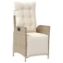 Garden reclining armchair with beige PE rattan footrest by vidaXL, Garden chairs - Ref: Foro24-365284, Price: 140,07 €, Disco...