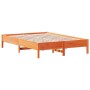 Estructura de cama madera maciza pino marrón cera 160x200 cm de vidaXL, Camas y somieres - Ref: Foro24-842693, Precio: 121,56...