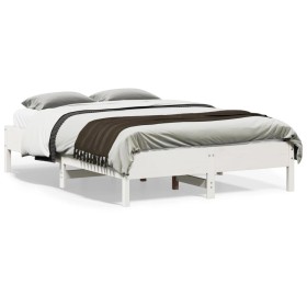 Estructura de cama madera maciza de pino blanco 120x190 cm de vidaXL, Camas y somieres - Ref: Foro24-842723, Precio: 110,99 €...