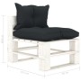 Zentrales Sofa aus Paletten für den Holzgarten mit anthrazitfarbenen Kissen von vidaXL, Outdoor-Sofas - Ref: Foro24-3052374, ...