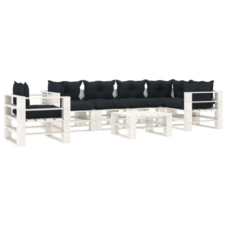 Garden pallet furniture 7 pcs wood anthracite cushions by vidaXL, Garden sets - Ref: Foro24-3052395, Price: 663,99 €, Discoun...