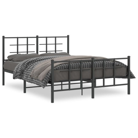 Black metal headboard and footboard bed frame 140x200 cm by vidaXL, Beds and slatted bases - Ref: Foro24-355580, Price: 114,9...