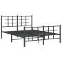 Black metal headboard and footboard bed frame 140x200 cm by vidaXL, Beds and slatted bases - Ref: Foro24-355580, Price: 114,9...