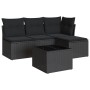 Set de muebles de jardín 5 pzas y cojines ratán sintético negro de vidaXL, Conjuntos de jardín - Ref: Foro24-3249344, Precio:...