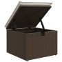 Gartenhocker mit Kissen synthetisches Rattan braun 55x55x37 cm von vidaXL, Hocker für den Außenbereich - Ref: Foro24-366205, ...