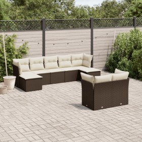 Garden sofa set 9 pieces and brown synthetic rattan cushions by vidaXL, Garden sets - Ref: Foro24-3250152, Price: 570,56 €, D...