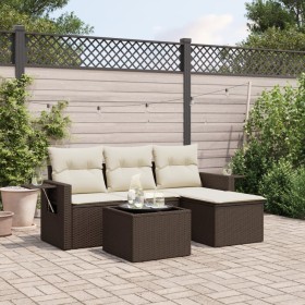 Garden sofa set 4 pieces with brown synthetic rattan cushions by vidaXL, Garden sets - Ref: Foro24-3252410, Price: 267,23 €, ...